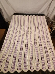 Manta silla ganchillo afgana 53 x 44 pulgadas de colección con bordes de vieira - Imagen 1 de 3
