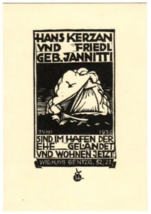 L. HOFMANN: Vermählungsanzeige für Hans Kerzan und Friedl Jannitti, 1935 - Picture 1 of 1