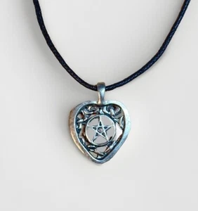 Heart Pentacle Pewter Pendant Pagan Wiccan New Made USA - Picture 1 of 2