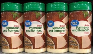 4 JARS Great Value Grated Parmesan and Romano Cheese 8 oz Jar Spaghetti - Picture 1 of 5