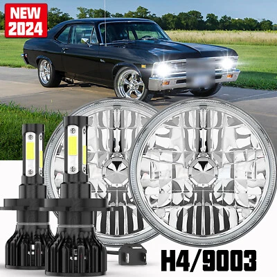 2x 7inch Round Led Headlight HI/Lo Beam for Chevrolet Chevy II/Nova 1969-79 - Image 1 of 4