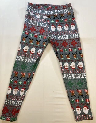 No Boundaries Juniors XXL (19) Christmas Santa Full Length Ankle Leggings NWT - Image 1 of 3