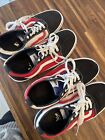 Vans Skate Shoes Youth 5 Black Red Old Skool Low Lace Up Canvas 500714 2 Pair!