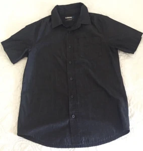HAWK Boys Large Shirt Gray Button Up Tony Hawk Charcoal Grey Skater School Punk - Picture 1 of 9