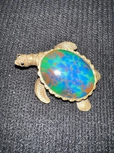 Vintage ORIGINAL BY ROBERT Turtle Pin Brooch Art Glass - Picture 1 of 4