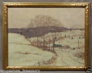 19th Cen. Winter Landscape Painting "style of" John Henry Twachtman (AMERICAN) - Picture 1 of 12