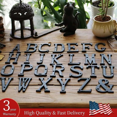 Rustic Cast Iron Black Alphabet Home Door Letters House Mailbox Address Numbers - Image 1 of 4