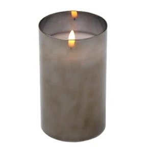 Vela LED en vidrio 3D efecto llama con temporizador gris antracita reflejada plata - Imagen 1 de 2