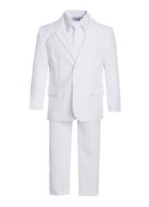 Slim Fit Toddler Boys Formal suit 5 pcs set coat,vest,pant,shirt,clip tie 