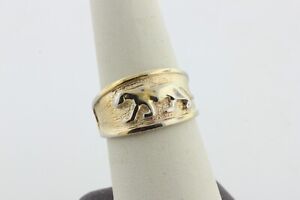 UTC Sterling Silver 925 Gold Wash Walking Leopard Panther Band Ring - Size 9