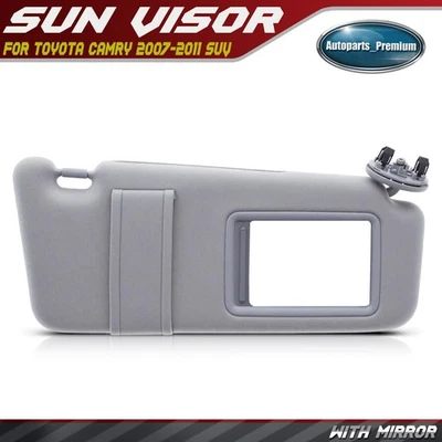 Parasol gris del lado del pasajero con espejo retrovisor para Toyota Camry 2007-2011 sin techo corredizo Foto 1 de 4