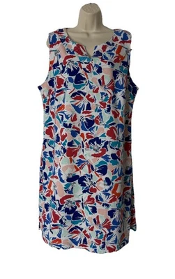 Talbots Woman Floral Shift Dress Plus Size 2X Red, White & Blue Stretch Party - Image 1 of 4
