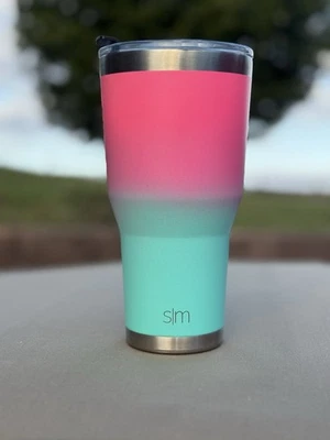 Taza de viaje simple moderna Cruiser de 30 oz rosa verde azulado con tapa Foto 1 de 4
