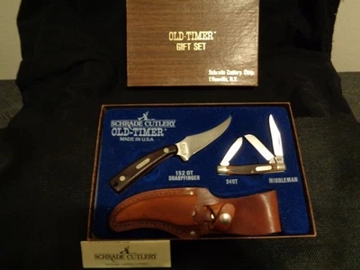 Juego de cuchillos Schrade Old Timer EE. UU. 152 OT Sharpfinger 34 OT Middleman con funda Nuevo en caja Foto 1 de 4