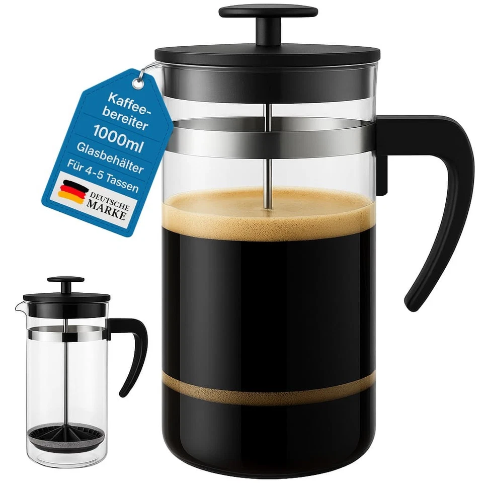 MY-GOODBUY24 Kaffeebereiter 1L Kaffeepresse Kaffeebereiter Kaffee Filter French Press 1000ml