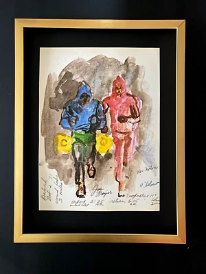 LEROY NEIMAN + FRAZIER & NORTON + CIRCA 1970 年代 + 签名印刷框 — 第 1/3 张图片