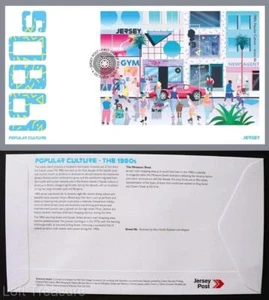 Estampillas de Jersey "Cultura Popular Años 80" Primer Día Cubierta £3 Hoja Miniatura 2020 - Imagen 1 de 3
