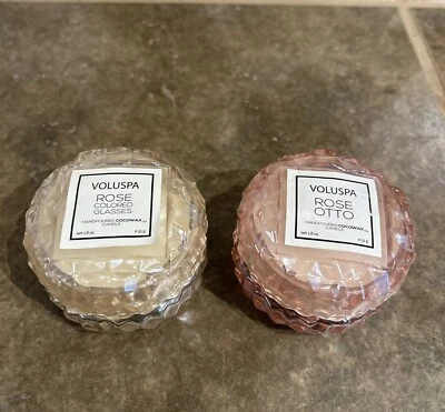 NUEVO Lote De 2 JUEGO VELAS COCOWAX VOLUSPA ROSE OTTO / VASOS DE COLORES Foto 1 de 4