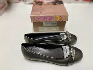 PLINER JRS MÄDCHEN KINDER METALLIC SILBER BALLERINASLIPPER Gr: 2 US RTL: $ 109 V83 - Bild 1 von 6