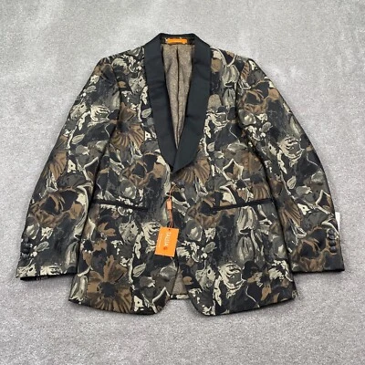 Lord & Taylor Men's Blazer Suit Coat Size 38 R Brown Black Floral - Image 1 of 4