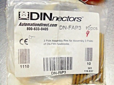 QTY 9 - AUTOMATION DIRECT DINnectors DN-FAP3 for 3 pole DN-FM6 fuseblocks - Image 1 of 3