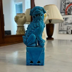 Cane di Fo smaltato azzurro femmina alto circa 20cm - Foto 1 di 5