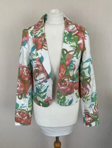 Giacca blazer aperta Dorothy Perkins verde panna rosso blu floreale taglia 10 nuova con etichette £49 - Foto 1 di 9