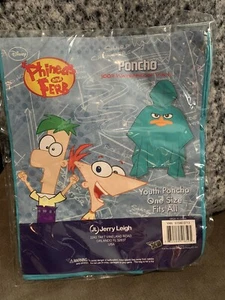 New Disney Youth Poncho Phineas & Ferb Vintage 100% Waterproof Vinyl OSFA - Bild 1 von 2