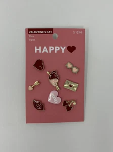Valentine's Day Happy Heart - 8 Piece Lapel Pins - Jo-Ann Stores Hearts Kiss NEW - Picture 1 of 5