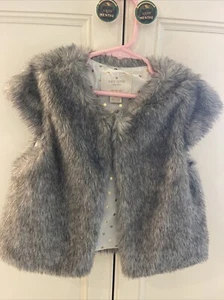 Kate Spade faux fur/polka dot, vest, girls size 5 youth, mint - Picture 1 of 7