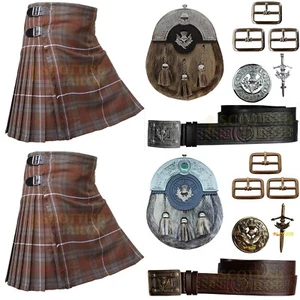 Handmade Fraser Weathered Tartan Kilt Outfit For Men CustomSize Traditional Kilt - Picture 1 of 17