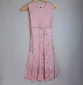 Monsoon Embellished Silk Floral Party Bridesmaid Dress  - Pink - 9/10 Years