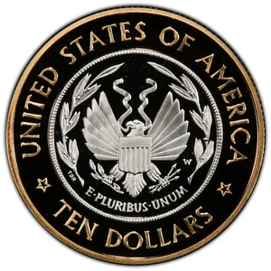 2000 Library of Congress Ten Dollar Bimetallic Coin Graded PR 70 DCAM - Picture 1 of 11