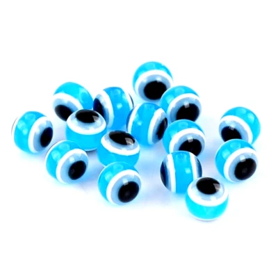 100 Aqua 蓝色白色黑色邪恶之眼 Nazir ICU 眼睛 6 毫米圆形树脂工艺珠 — 第 1/2 张图片