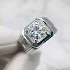 Men's 3.00Ct Round Cut Moissanite Solitaire Engagement Ring In 14K White Gold
