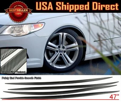 2 Pairs Flexible Slim Fender Flare Extension 3D Carbon Protector Trim For Ford - Image 1 of 4