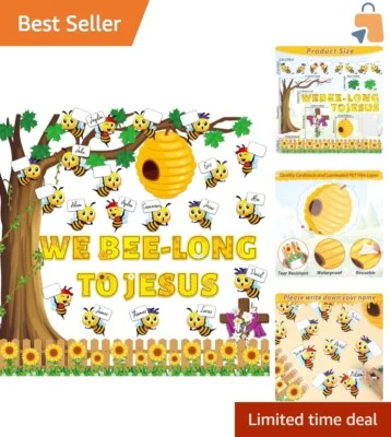 Vibrant Bee Jesus Decor Set with 87 Pieces for Religious Classroom Displays - Image 1 of 4