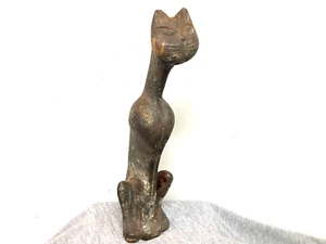 Vintage KATZE Figur Statue Heavy Metal alt MCM Retro ausgefallener Stil Nachlassfund KT - Bild 1 von 11
