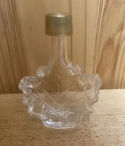 Vintage Maple Leaf Shaped Bottle Glass Syrup Empty Bottle - Picture 1 of 5