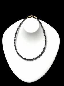 A+ Black Tourmaline Faceted Round 2-3MM Gemstone Beaded Beautiful Bracelet 6-8" - Picture 1 of 9