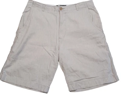 Pantalones Cortos Banana Republic Para Hombre Talla 34 Blanco Tostado Rayas Frente Plano Algodón Usados Foto 1 de 4