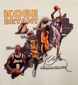 2012 KOBE BRYANT 30,000 Points Los Angeles LA Lakers NBA Basketball Shirt 2XL
