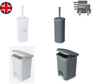 Luxury Lace Design Bathroom Waste Pedal Bin 5L Toilet Brush Set Grey White Black - Picture 1 of 13