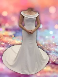 NEW Classic Off Shoulder Mermaid Wedding Dress Size 6 - Picture 1 of 6