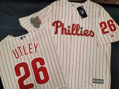 20114 Majestic Phillies CHASE UTLEY 2008 World Series CHAMPIONS Baseball JERSEY Cover