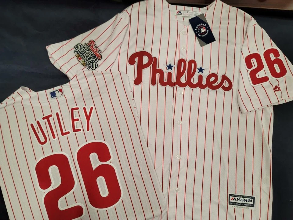 Camiseta de béisbol Majestic Phillies Chase Utley 2008 Serie Mundial Campeones 20114 Foto 1 de 1