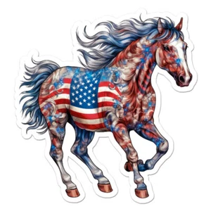 USA American Flag Horse, Vinyl Decal Sticker, Indoor Outdoor, 3 Sizes, #11407 - Picture 1 of 1