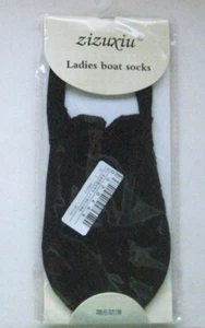 LADIES/GIRLS SOCKS - Size S-M Black Lace Top Boat Socks - Picture 1 of 1
