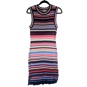 JAG Dress Knit Tank Ribbed Size 14 US 10 Striped Stretch Bodycon Midi - Picture 1 of 7