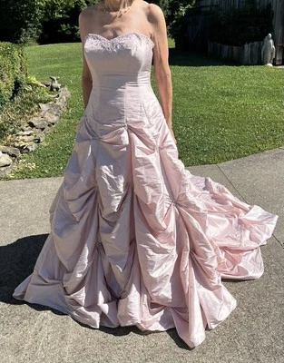 David's Bridal Wedding Dress T9017 Rose Quartz Blush Pink Sz 8 - Image 1 of 4